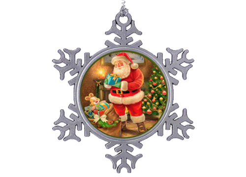 Vintage Santa Pewter Snowflake Ornament